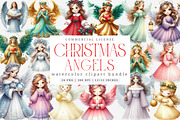 Christmas Angels Clipart Bundle, an Illustration by SinaCreation (Thumbnail 1 of 7)