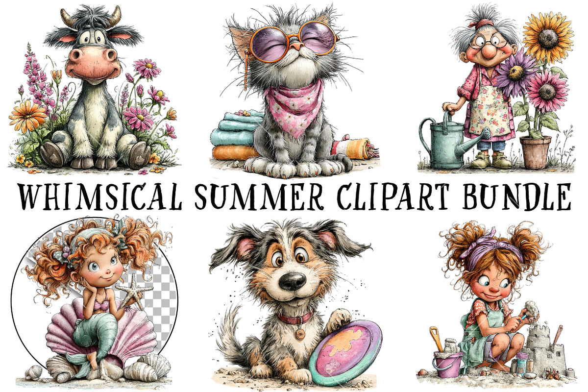 Whimsical Summer Clipart Bundle, an Illustration by OK Design (Photo 2 of 6)