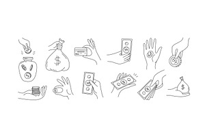 Doodle hand with money. Hand drawn, a Finance Illustration by winwin.art
