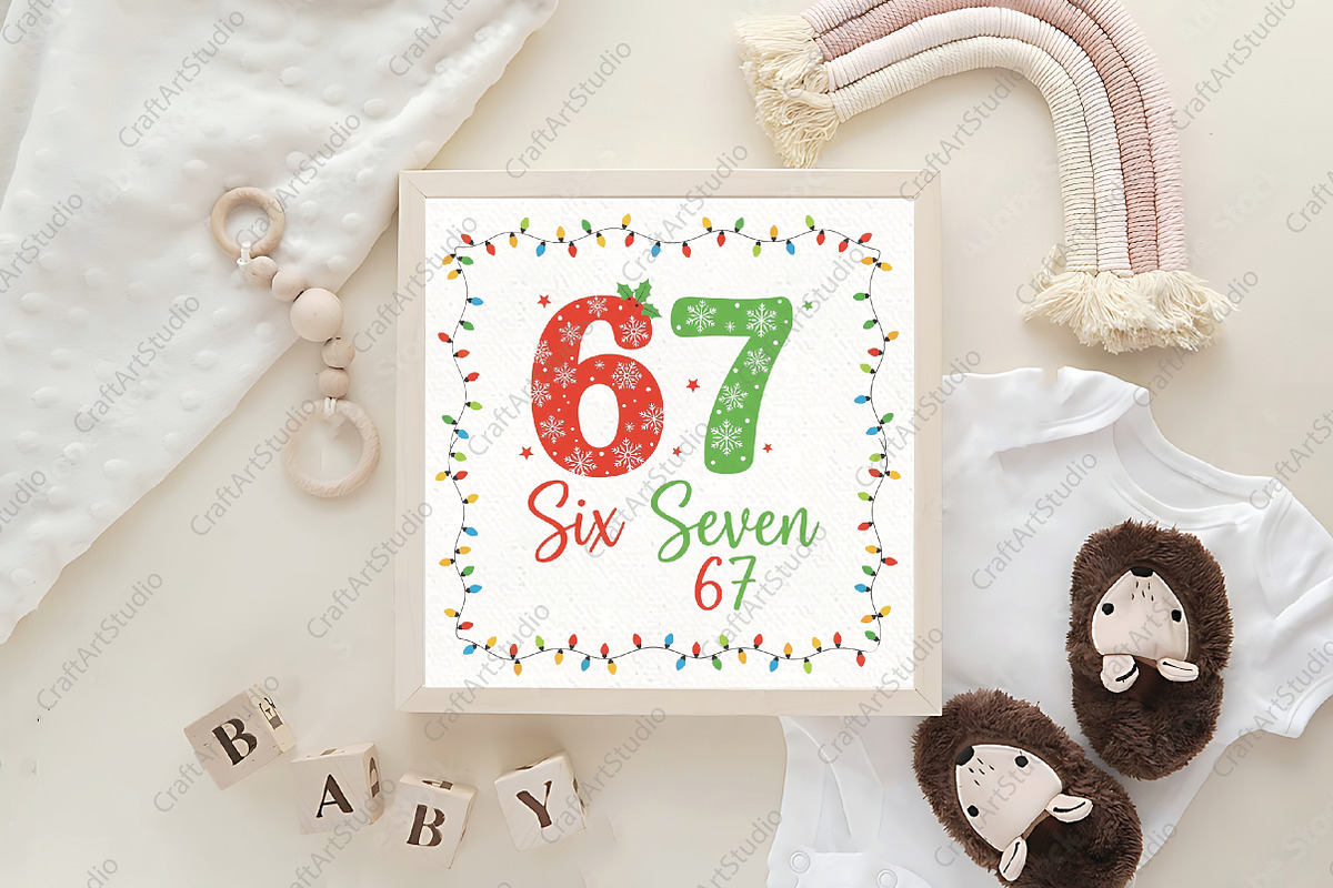 Six Seven 67 6 7 Christmas Xmas Meme, an Illustration by CraftArtStudio (Photo 4 of 4)