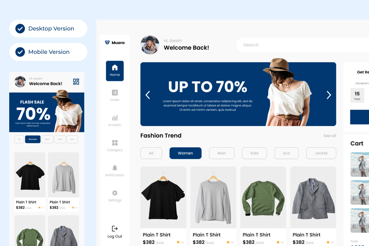 Muara - Dashboard Fashion E-commerce, a Websites & App Template by twinstd (Photo 3 of 5)