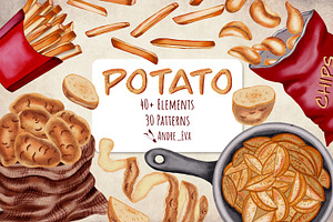 Watercolor Potato Illustration Bundl
