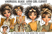 Whimsical Black Afro Girl Clipart, an Illustration by OK Design (Thumbnail 1 of 6)