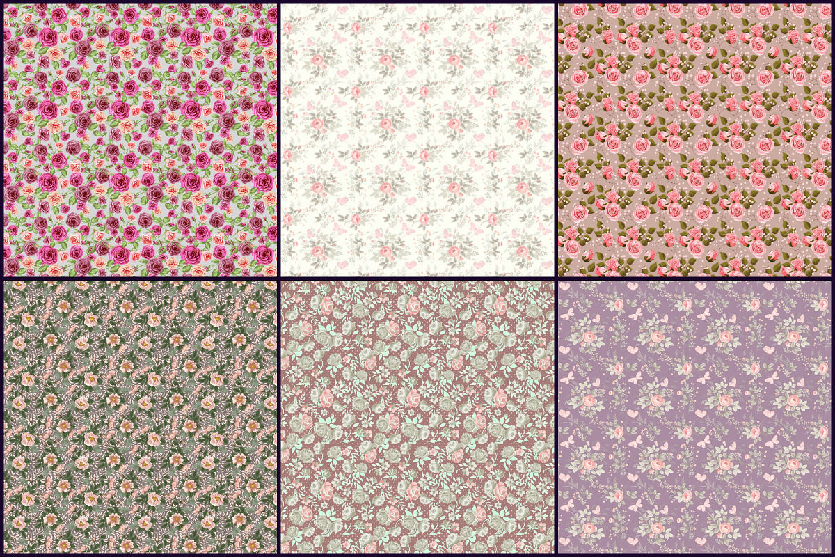 Shabby Chic Roses Digital Papers, a Pattern Graphic by ...