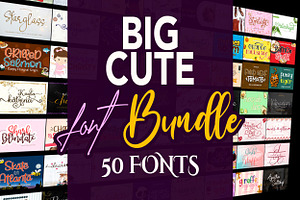 The Big Cute Fonts Bundle, a Script Font by JustArtDigital