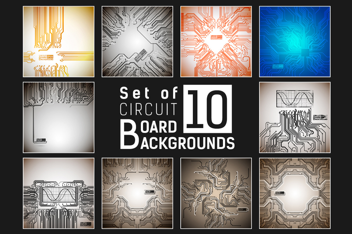 -50% Circuit boards backgrounds set, a Background Graphic by frost_newt (Photo 1 of 11)