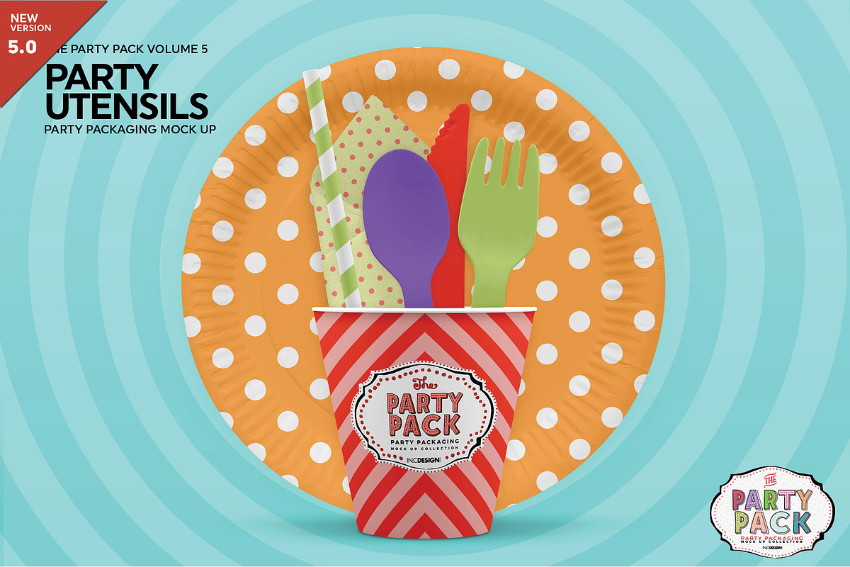 Party Plates and Utensils Mockup, a Cups & Container Mockup by INCDesign (Photo 1 of 7)