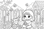 Cat Bestie Coloring Book Pages, an Illustration by one-touch (Thumbnail 15 of 15)
