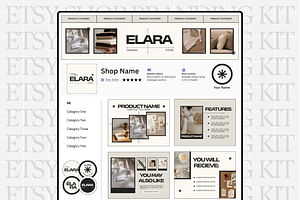 Modern Beige Etsy Shop Kit Template