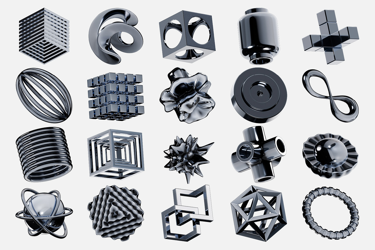 Abstract Chrome 3D Icon Set, an Object 3D Model by Eklip Studio (Photo 6 of 6)