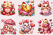 Valentine Cute Chicken Clipart, a Seasonal Illustration by Craft Nest (Thumbnail 2 of 5)