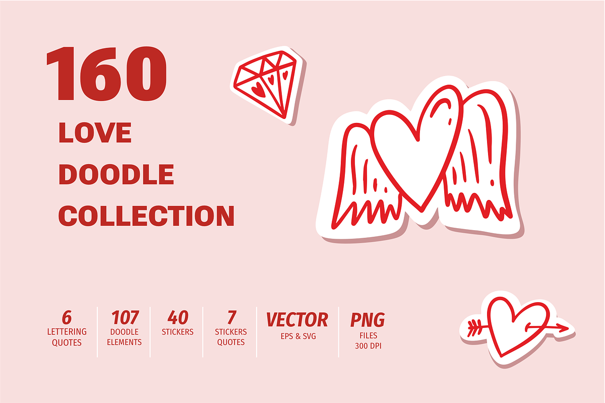 Love Doodles & Valentine Stickers, a Seasonal Illustration by Oktyabr (Photo 10 of 10)