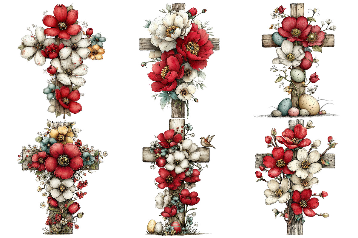 Floral Easter Cross Clipart, an Illustration by Pixels.Craft (Photo 4 of 5)