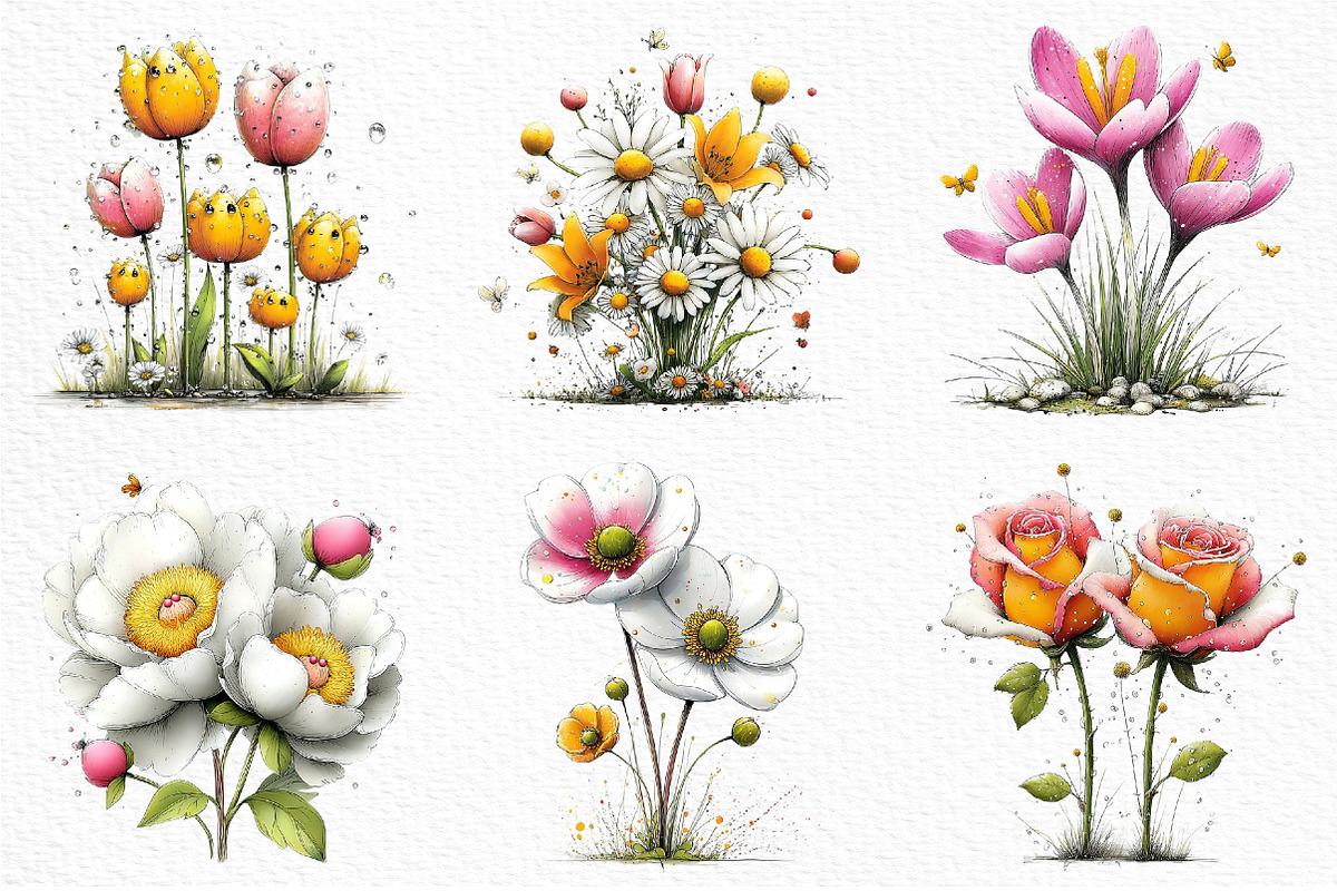 Whimsical Easter Flowers Clipart Png, an Illustration by Craft Nest (Photo 4 of 11)