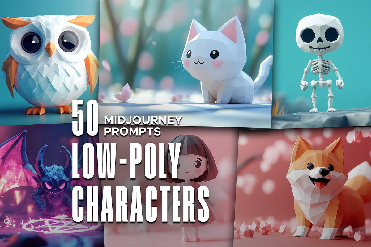 50 Low-Poly Character Prompts, an Object Graphic by MadeByAI Studio (Photo 1 of 6)