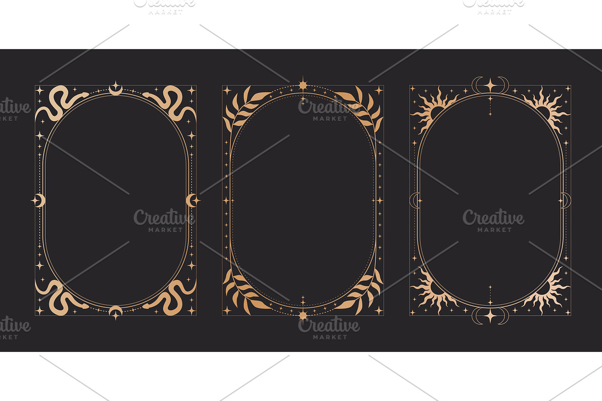 Mystical tarot card frames set with, an Object Illustration by art PVP - market
