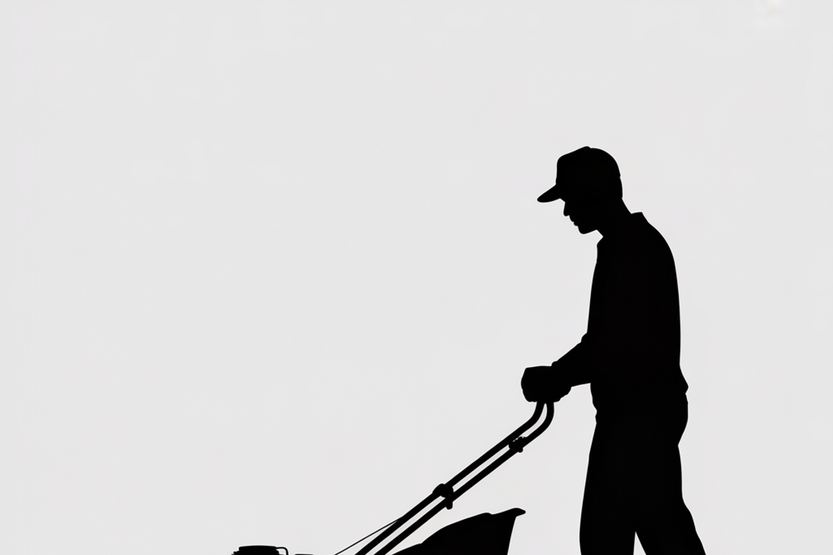 silhouette of a man mowing the lawn, an Illustration by Amazin_art (Photo 2 of 21)