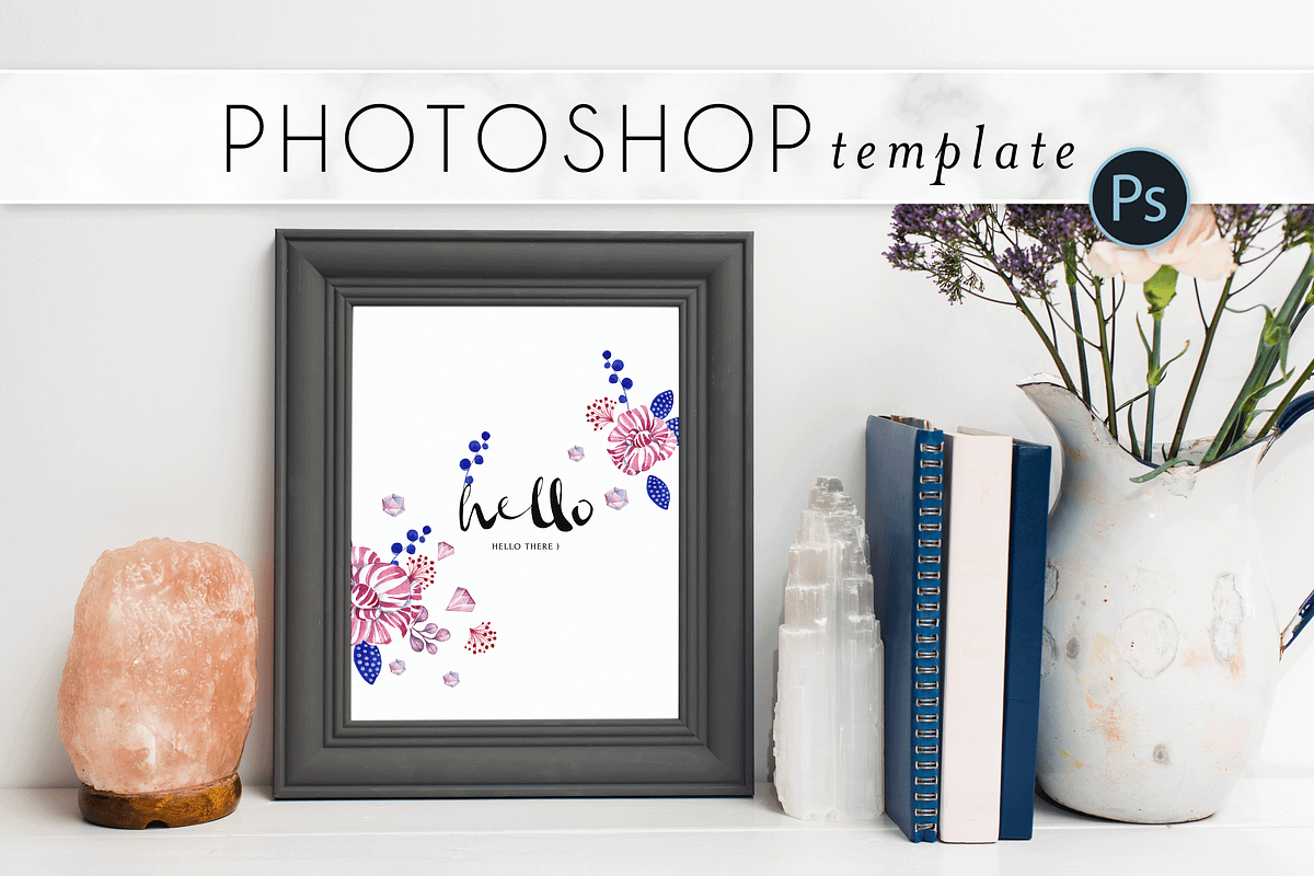 Grey and Floral Frame Mockup, a Print Template by Ashley Alexandra Design (Photo 1 of 5)