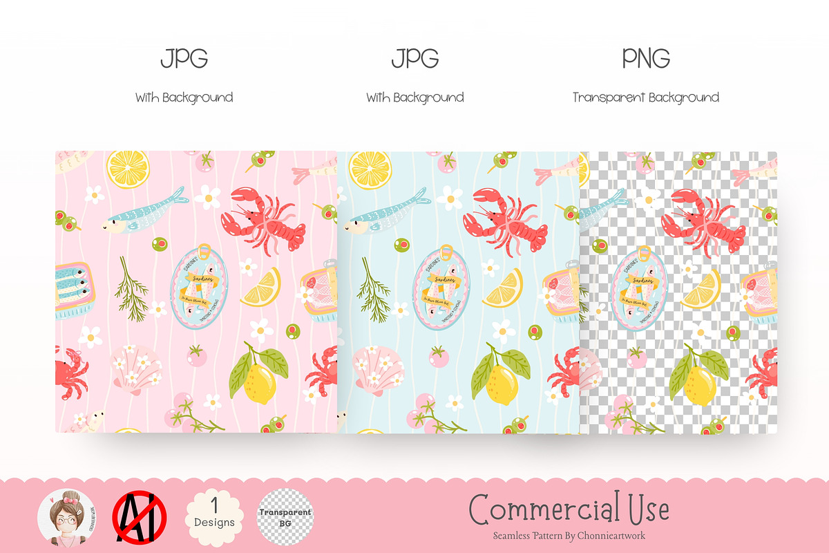 ute Sardine Seamless Pattern, a Pattern Graphic by Chonnieartwork (Photo 2 of 5)