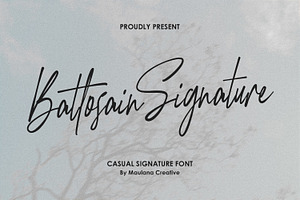 Battosain Signature Modern Script, a Script Font by Maulana Creative