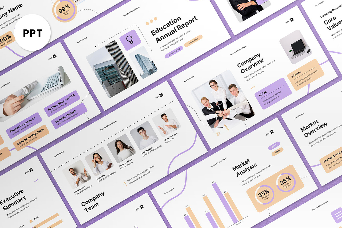 White Modern Annual Report PPT, a Presentation Template by graphicook (Photo 1 of 5)
