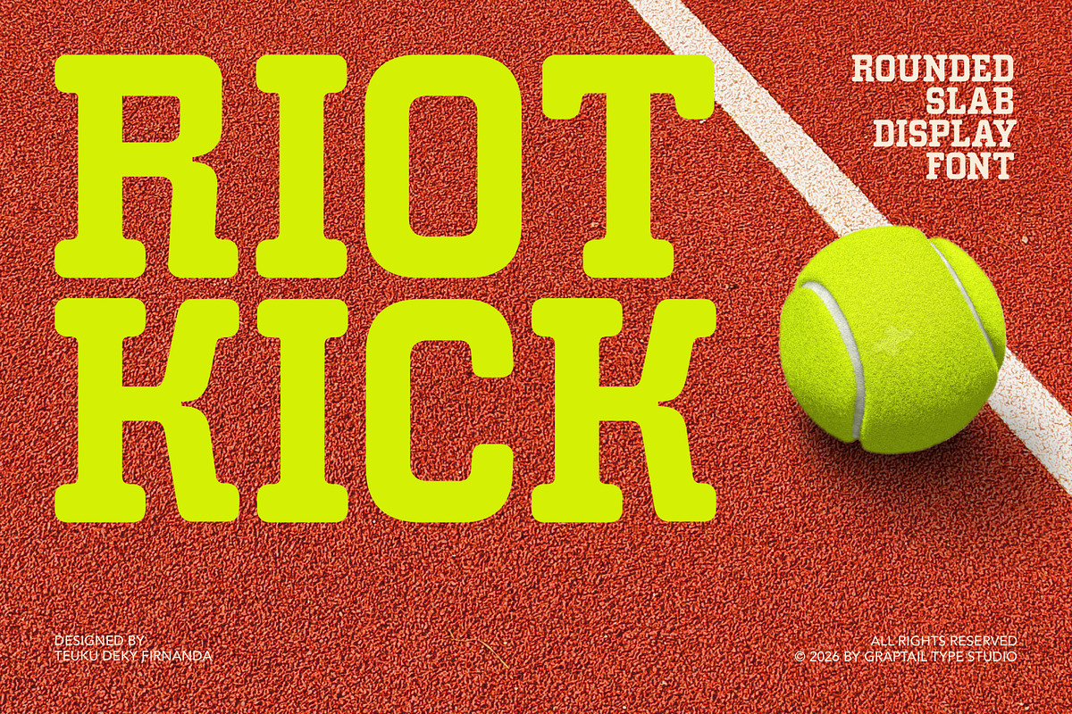 Riot Kick - Rounded Slab Font, a Slab Serif Font by Graptail (Photo 1 of 10)