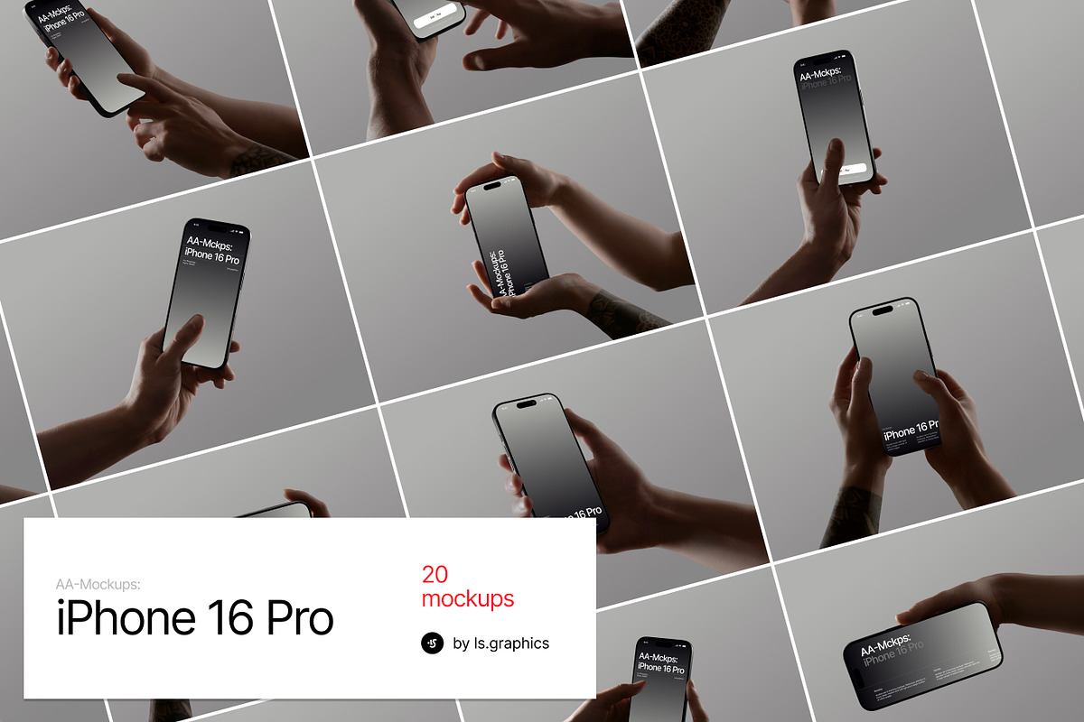 AA-Mockups: iPhone 16 Pro, an iPhone Mockup by ls.graphics (Photo 1 of 10)