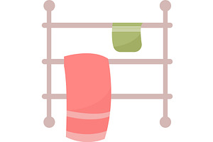 heated towel rail in bathroom vector, an Object Illustration by vectorpointstudio
