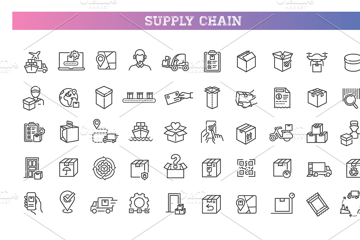 Supply Chain Icon Set. Logistics, an Outline Icon by Tettygreen (Photo 1 of 2)