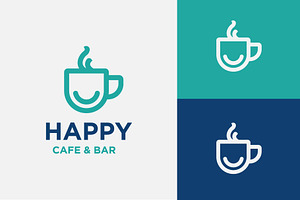 coffee cup with smile logo, a Branding & Logo Template by funpixel