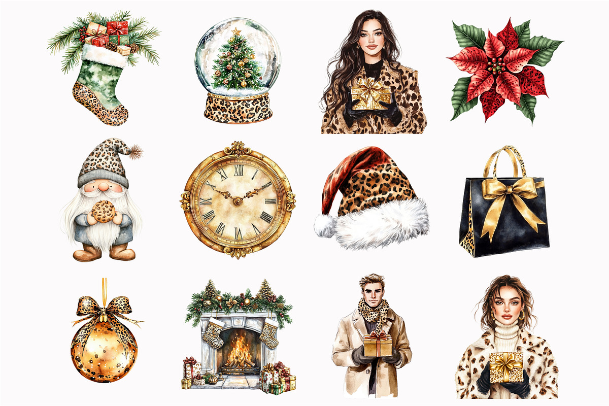 Wild Leopard Christmas Clipart, a Seasonal Illustration by Design Market (Photo 4 of 5)