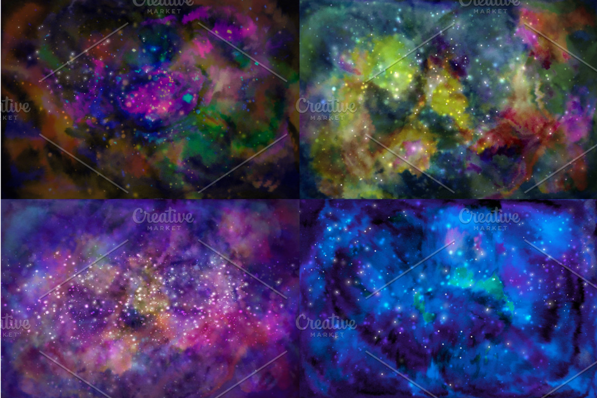 GALAXYwatercolor cosmic background, an Illustration by Mandarinkas art (Photo 3 of 8)