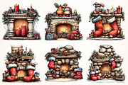 Christmas Fireplace Clipart, an Illustration by Libby Wishes (Thumbnail 8 of 9)
