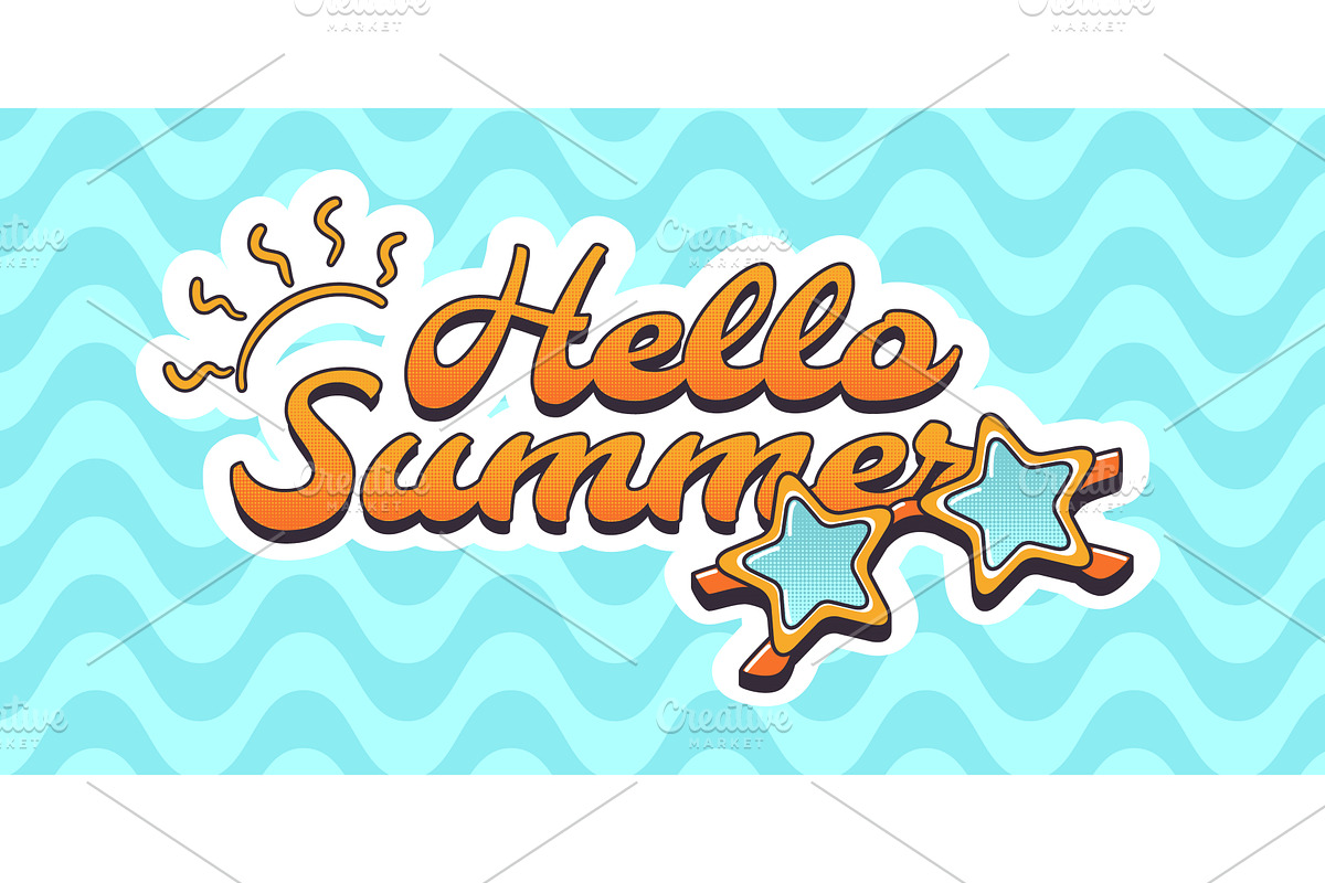 Hello Summer banner with sunglasses, an Object Illustration by art PVP - market