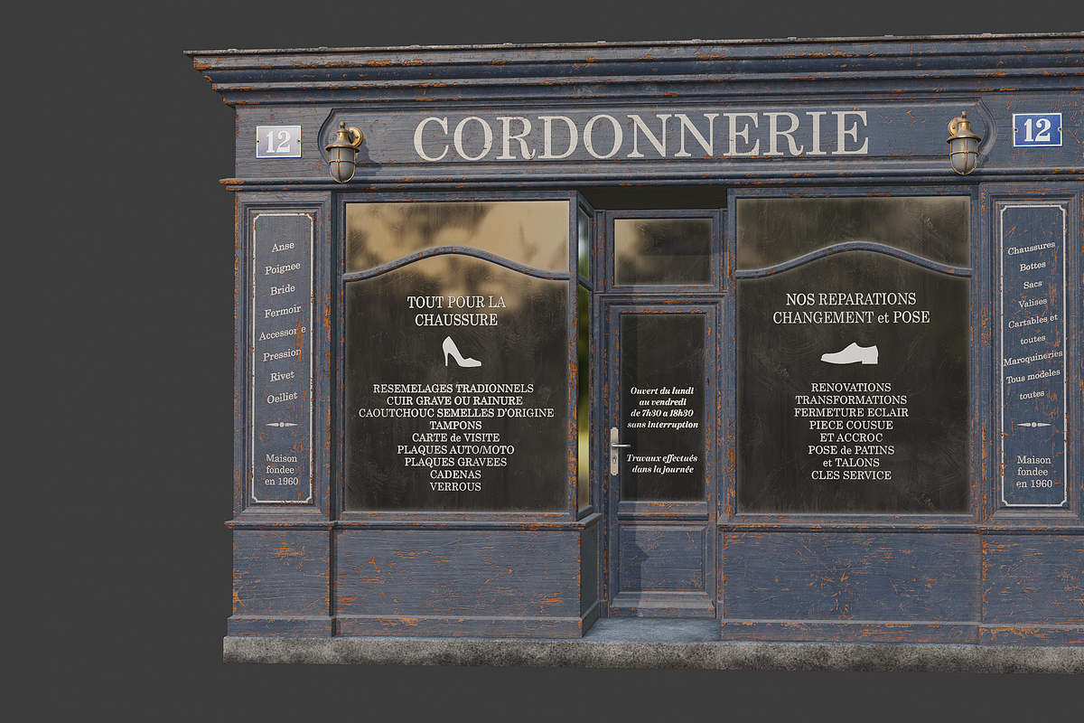Parisian vintage storefront 3, an Architecture 3D Model by happy brush (Photo 6 of 10)