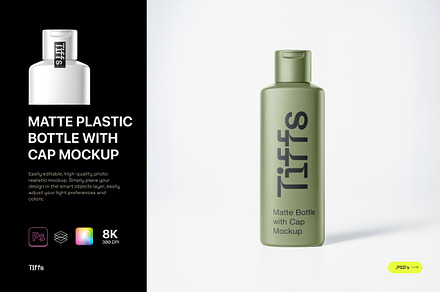 Matte Plastic Bottle Mockup with Cap, a Packaging Mockup by TIFFS