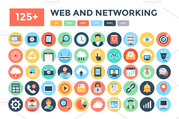 125 Flat Web And Networking Icons