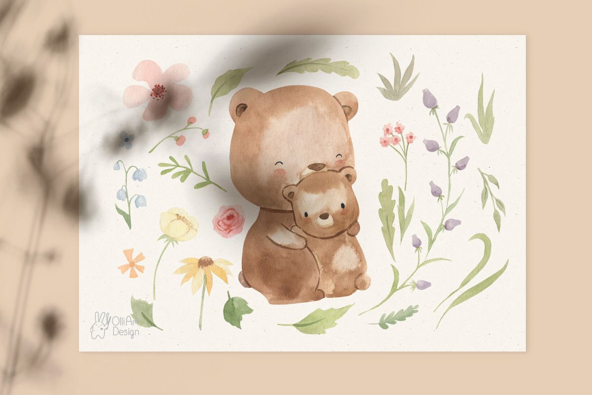 MOTHER AND BABY. Woodland animal, an Animal Illustration by OlliArtDesign (Photo 4 of 14)