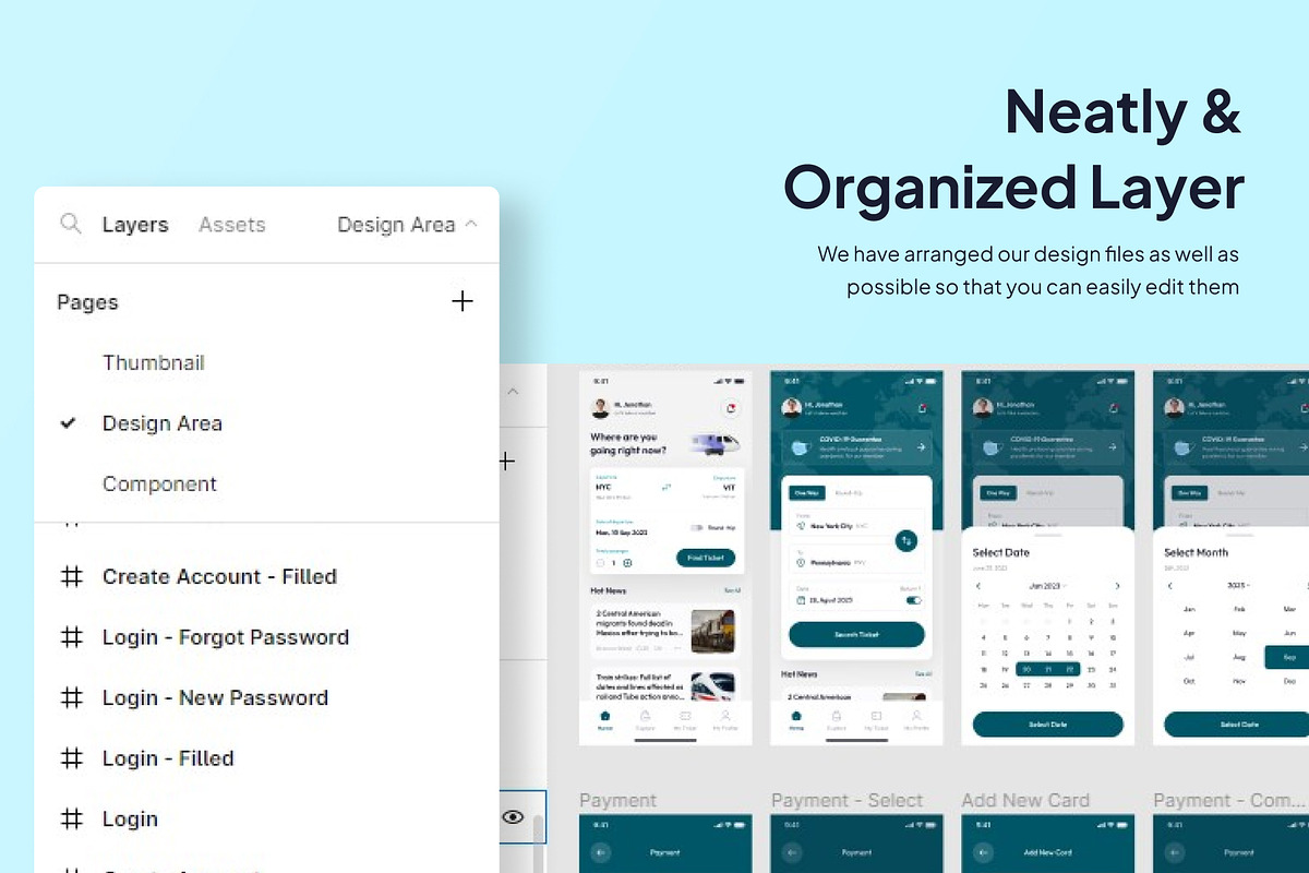 Pegitrain - Train Booking Ticket App, an UI Kit Template by Minialis (Photo 4 of 6)