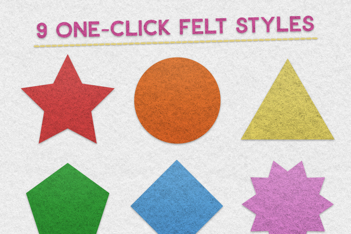 Felt Craft Kit for Adobe Photoshop, a Layer Style Add-On by Spoon Graphics (Photo 2 of 4)