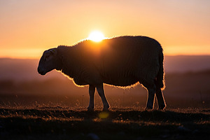 A sheep stands against the sunset, an Animal Photo by zahidhossainalif