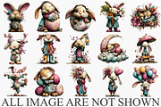 Whimsical Spring Rabbits Clipart PNG, an Illustration by Canvas Craft (Thumbnail 3 of 7)