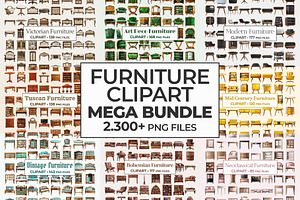 Furniture Clipart Mega Bundle, an Object Graphic by Project Deco