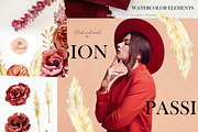 Boho floral watercolor red flowers, an Illustration by AnnaTkachi (Thumbnail 2 of 8)