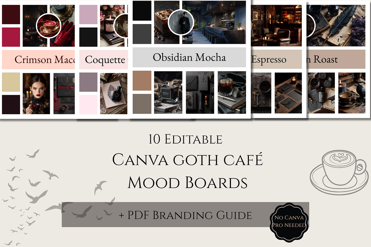 Goth café Mood Boards Kit, a Branding & Logo Template by Alerya Studio (Photo 1 of 3)