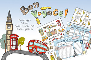 Bon voyage vector set