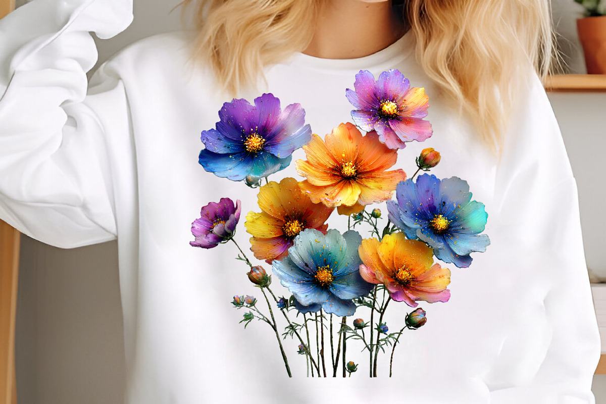 Watercolor Cosmos Flowers clipart, an Illustration by GatewayDesign (Photo 3 of 5)