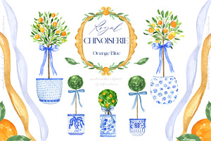 Royal Chinoiserie Orange Topiary, a Decorative Illustration by LABFcreations