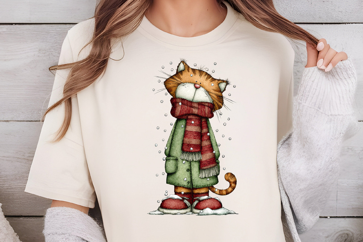Whimsical Christmas Cat Clipart, an Illustration by DreamCafeArt (Photo 5 of 6)