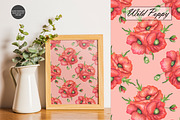 Watercolor Poppy Seamless Patterns, an Illustration by OlDm_Shop (Thumbnail 4 of 10)